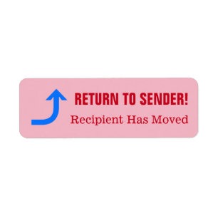 "RÜCKKEHR ZUM SENDER!" Etikett "Der Empfänger hat 