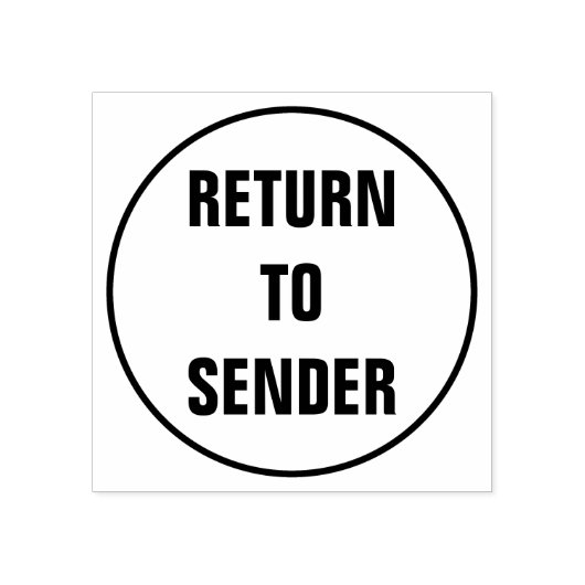 "RÜCKKEHR ZUM SENDER" innerhalb einer Circle-Kontu Gummistempel (Prägung)