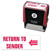 "RÜCKKEHR ZUM SENDER" + Pfeil mit drei Linien ( ⇚) Permastempel (Beispiel)