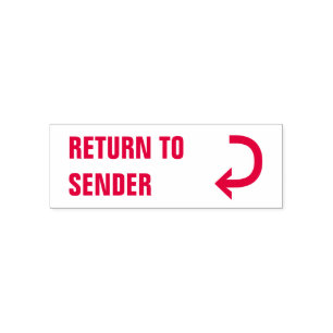 "RÜCKKEHR ZUM SENDER" + Pfeil nach Kurven Permastempel