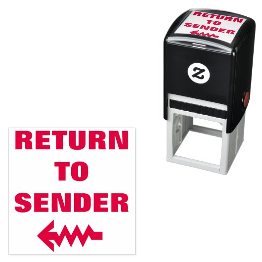 "RÜCKKEHR ZUM SENDER" + Wavy Arrow Permastempel (Beispiel)