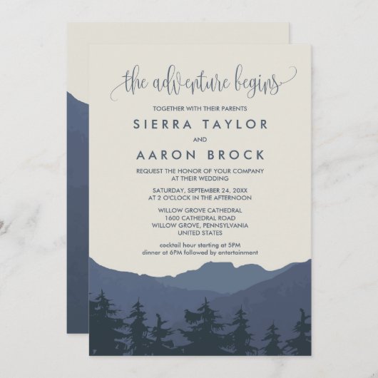 Rückkehr zur Hochzeit des Bergabenteuers Einladung (Vorne/Hinten)