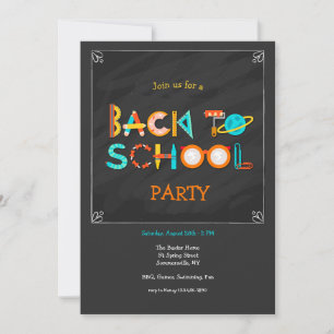 Rückkehr zur Schule Elemente Party Einladung