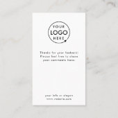 Rückmeldung | Modern Minimalistische Logo Survey C Visitenkarte (Rückseite)