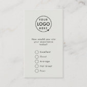 Rückmeldung | Moderne Minimalistisch-Grau-Logo-Umf Visitenkarte (Vorderseite)