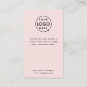 Rückmeldung | Moderne Minimalistisch-Rosa-Logo-Umf Visitenkarte (Rückseite)