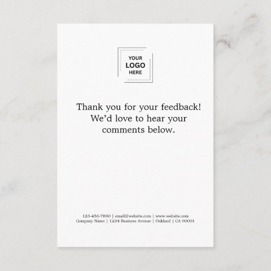 Rückmeldung | Umfrage Logo Modern Minimalistisch Begleitkarte (Rückseite)