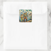 Rückpacken Männer Wanderweg durch Berge Quadratischer Aufkleber (Tasche)