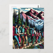 Rückpacken von Menschen Wanderweg durch Berge Postkarte (Vorne/Hinten)