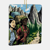 Rückpackung Doppelwanderweg durch Berge Keramikornament (Rechts)