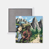 Rückpackung Doppelwanderweg durch Berge Magnet (Vorderseite/Rückseite)