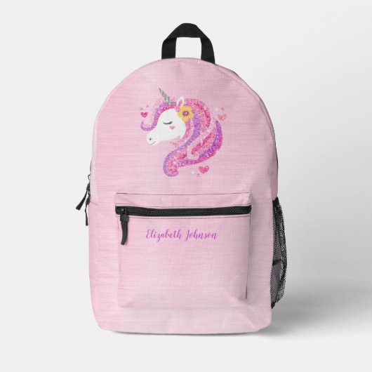 Rucksack der Girls School niedlich Pink Unicorn (Vorderseite)