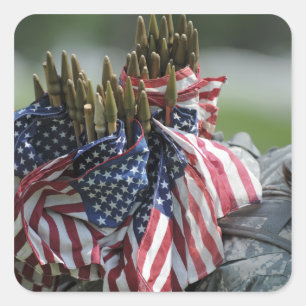 Rucksack eines Soldaten der Armee Quadratischer Aufkleber