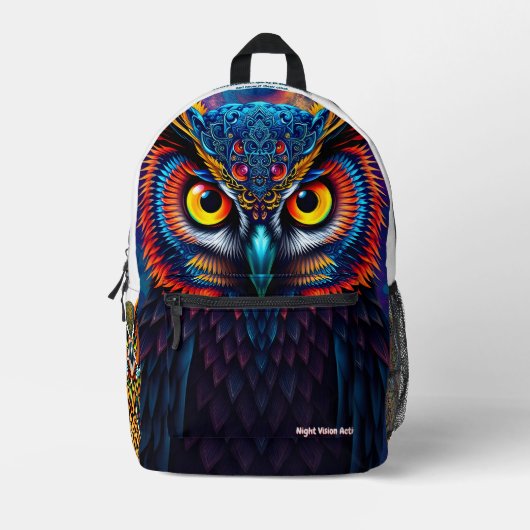Rucksack „Electric Dream Owl“ – Nachtsicht-Aktion. (Vorderseite)