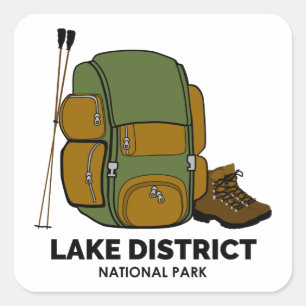 Rucksack für den Lake District National Park Quadratischer Aufkleber