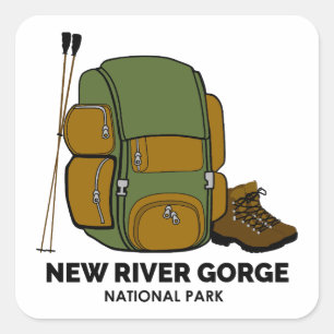 Rucksack für den Nationalpark der New River Gorge Quadratischer Aufkleber