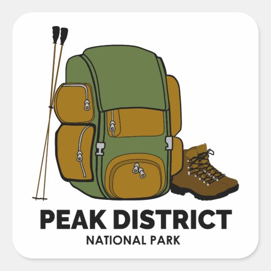 Rucksack für den Peak District National Park Quadratischer Aufkleber (Vorderseite)