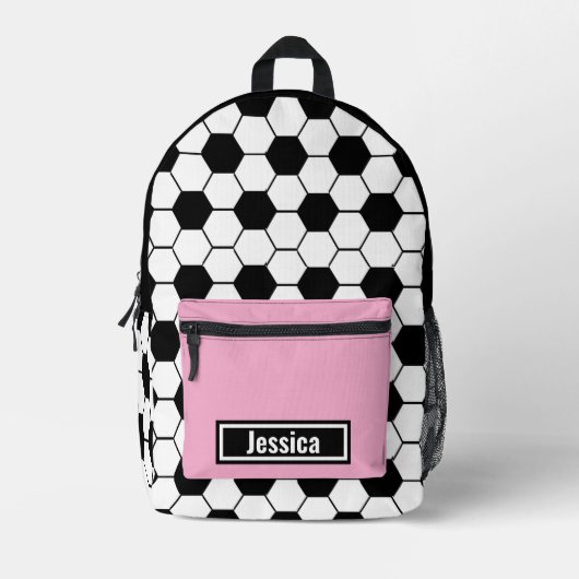 Rucksack für Mädchen mit individuellem Namen Fußba (Vorderseite)