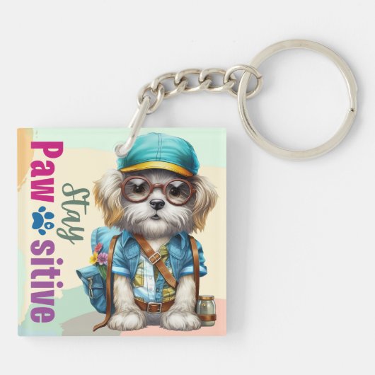 Rucksack für Niedliche Hunde bleibe Schlüsselanhänger (Rückseite)