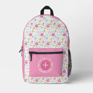Rucksack für niedliche monogramm rosa Blumenmädche