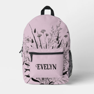 Rucksack für personalisierte Wildblume Dusty Pink