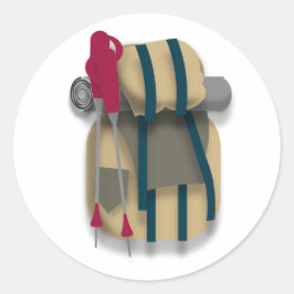 Rucksack für Wanderungen, Bettwäsche und Wanderstö Runder Aufkleber