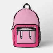 Rucksack im Rosa Comic Cartoon gedruckt (Vorderseite)