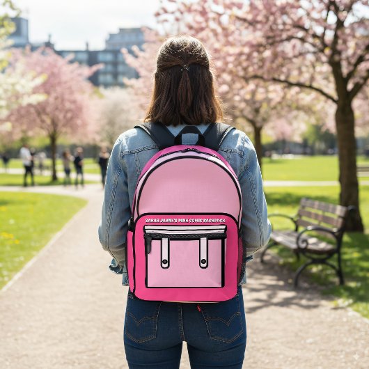 Rucksack im Rosa Comic Cartoon gedruckt