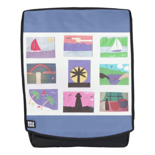 Rucksack mit farbenfrohen Nature Designs (Vorderseite)