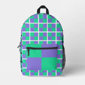 Rucksack mit grünen und Lila Karos (Vorderseite)
