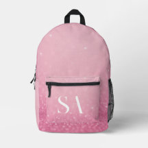 Rucksack mit Initialen und Namen für rosa Glitzer