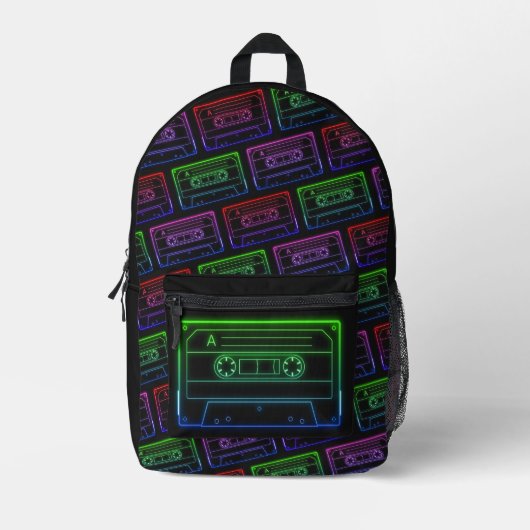 Rucksack mit Neon Multicolor-Kassettenmuster (Vorderseite)