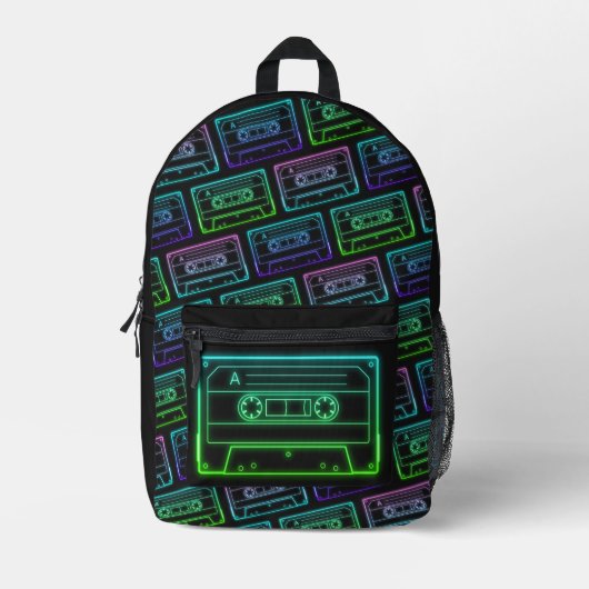 Rucksack mit Neon Multicolor-Kassettenmuster (Vorderseite)
