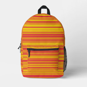 Rucksack mit orangen, roten und gelben Streifen