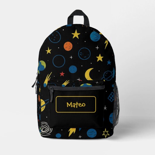 Rucksack mit Raketenschiff und Sonnensystem-Design (Vorderseite)