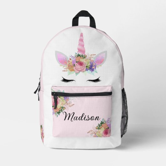 Rucksack mit rosa Blumenmuster (Vorderseite)