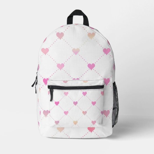 Rucksack mit rosa Herz Muster – süßes Diamantgitte (Vorderseite)