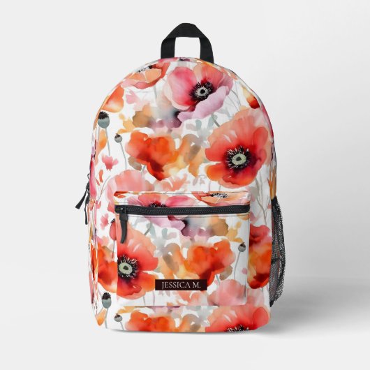 Rucksack mit rotem Mohnfeld (Vorderseite)