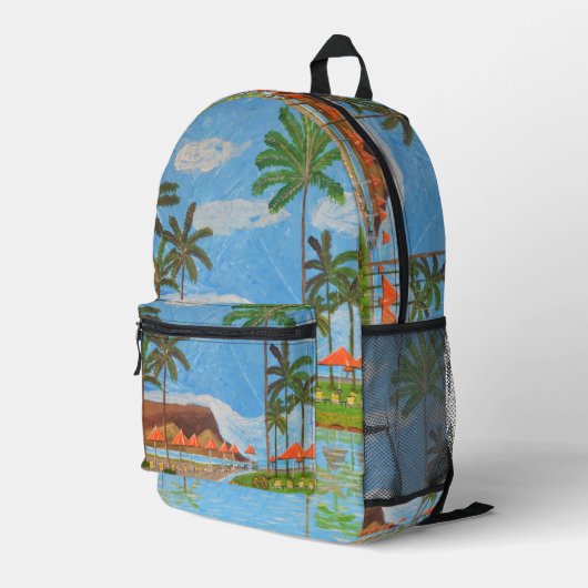 Rucksack mit tropischer Szene (Rückseitige Ecke Rechts)