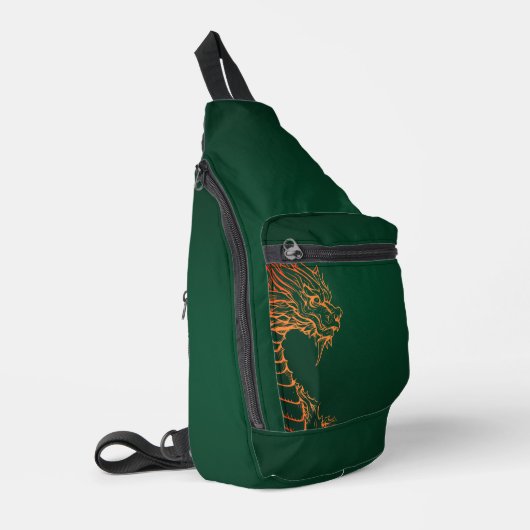 Rucksack-Rucksack für den grünen Drachen Crossbody Bag (Linke Seite)