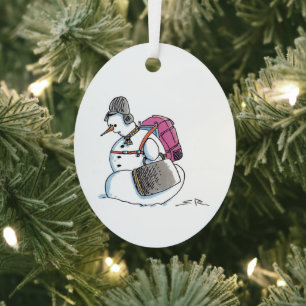 Rucksack-Schneemann oval Metall-Ornament Ornament Aus Metall