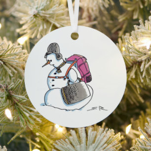 Rucksack-Schneemann runder Metallschmuck Ornament Aus Metall