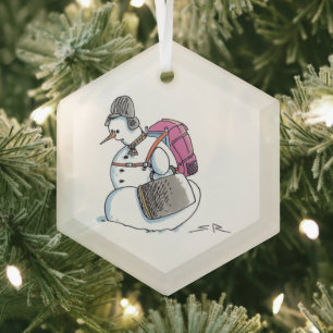 Rucksack-Schneemann-Sechseck-Glasornament Ornament Aus Glas
