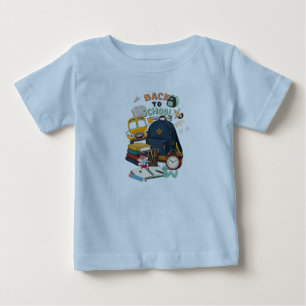 Rucksack-Schulbus-und-Bücher-Design für den Schulb Baby T-shirt
