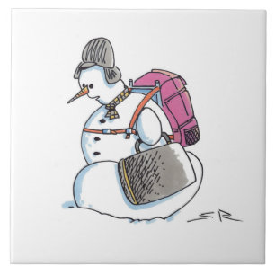 Rucksack Snowman große Keramik Kachel