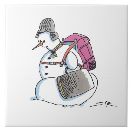 Rucksack Snowman große Keramik Kachel (Vorderseite)