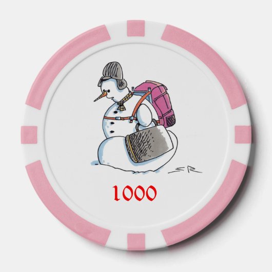 Rucksack Snowman pink 1000 gestreifter Poker-Chip Pokerchips (Vorderseite)