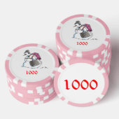 Rucksack Snowman pink 1000 gestreifter Poker-Chip Pokerchips (Stapel)