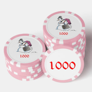 Rucksack Snowman pink 1000 gestreifter Poker-Chip Pokerchips
