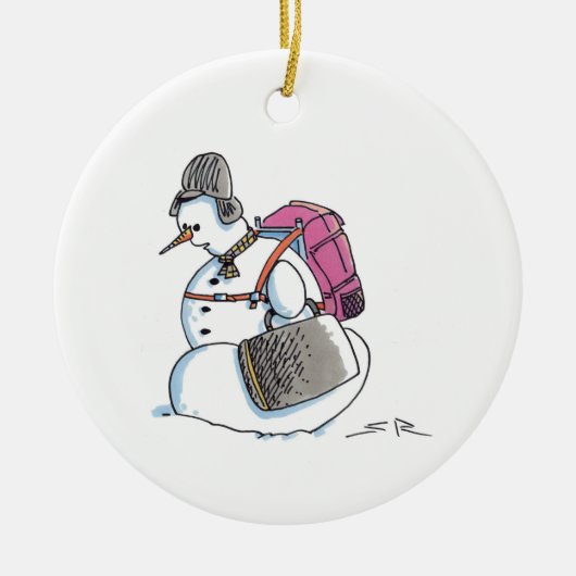 Rucksack Snowman weiße Keramik Weihnachtsschmuck (Vorne)